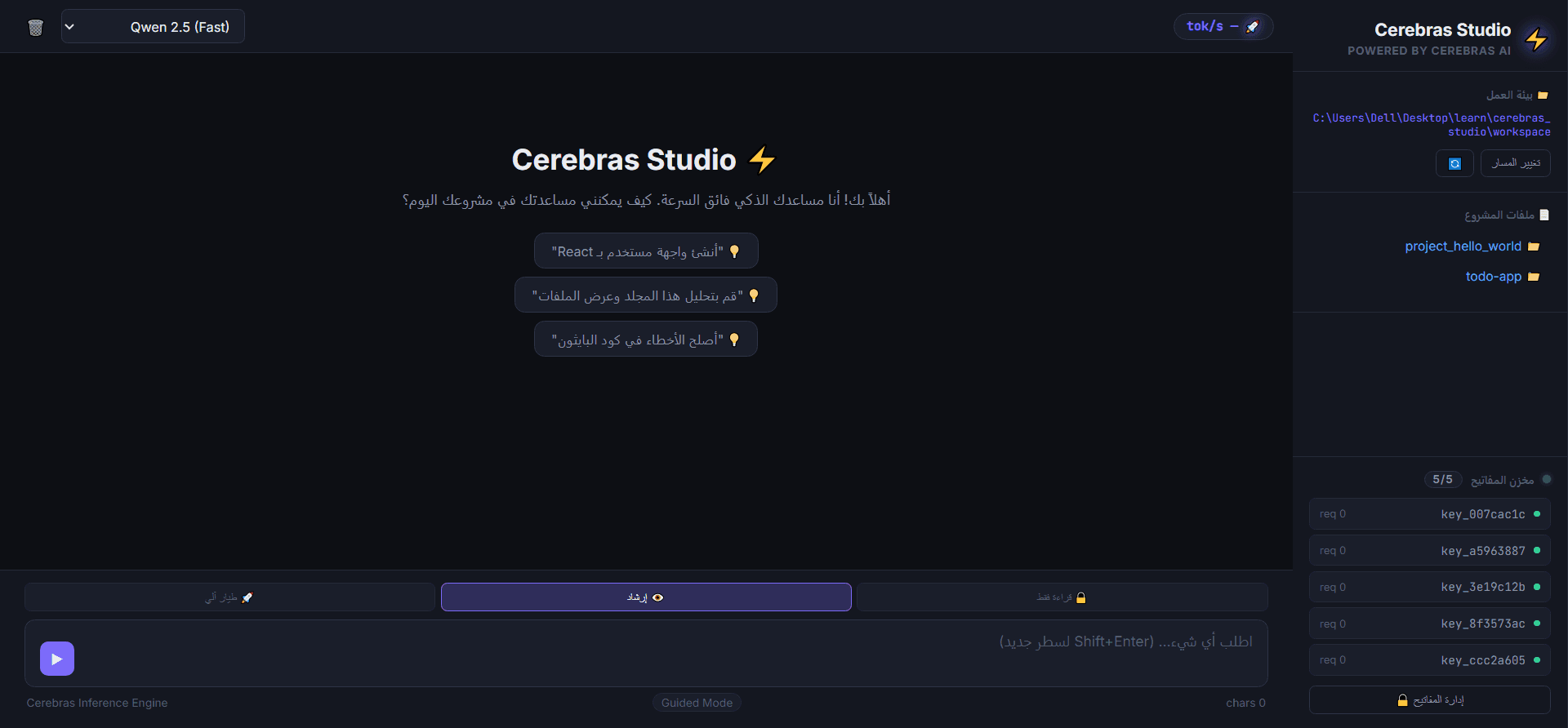 Cerebras Studio: High-Speed AI Development & Inference Playground
